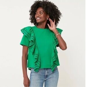 Tuckernuck Hyacinth House Green Blouse Ruffle Accent Top